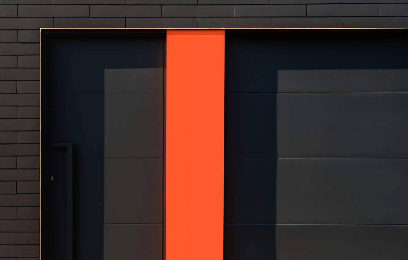 Фото обои оранжевый, город, дом, чёрный, здание