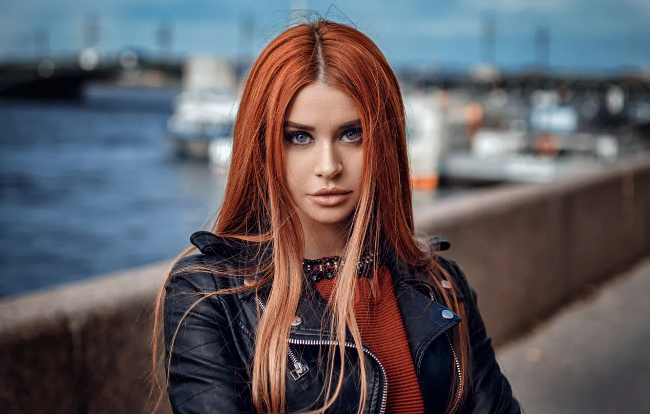 Фото обои взгляд, рыжая, рыжеволосая, набережная, длинные волосы, Hakan Erenler, Dana Bounty