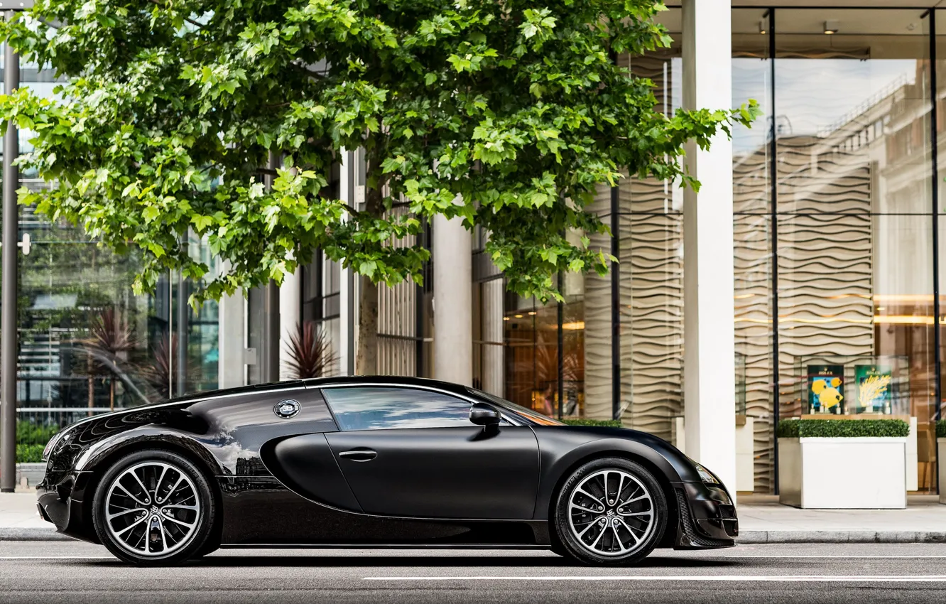 Фото обои чёрный, Veyron, Bugatti Veyron, гиперкар