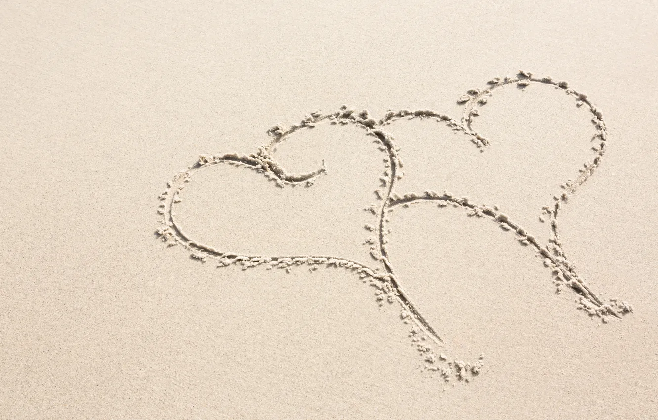 Фото обои песок, пляж, праздник, сердечки, день влюбленных