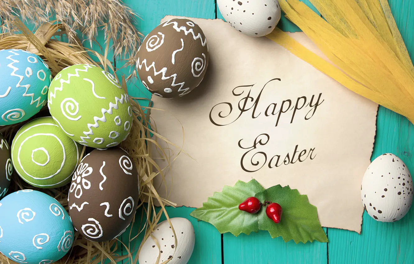 Фото обои colorful, Пасха, wood, spring, Easter, eggs, decoration, Happy, я...