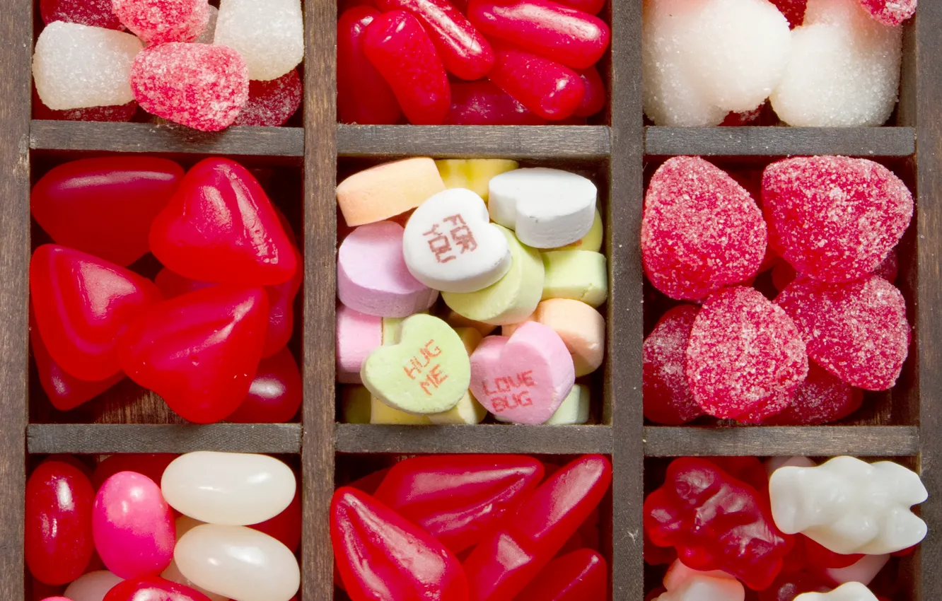 Фото обои конфеты, love, heart, romantic, sweet, мармелад, candy, valentine`s day