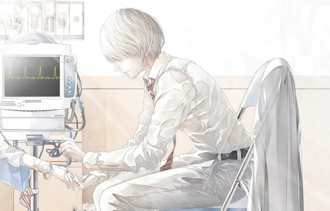 Фото обои рука, медальон, больница, парень, bouno satoshi