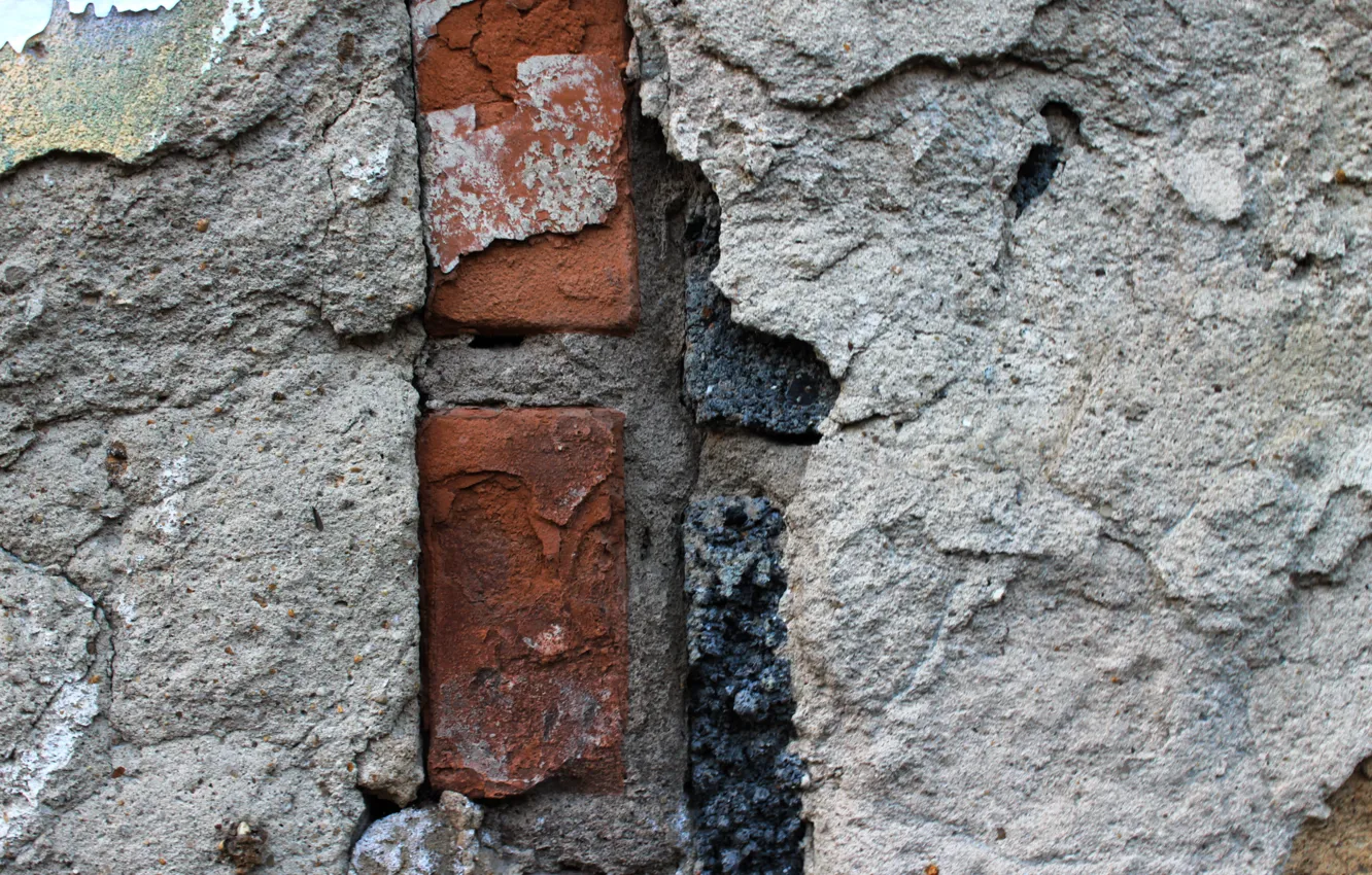 Фото обои фон, стена, обои, блоки, кирпич, развалины, штукатурка, старая стена, красный кирпич, керамический кирпич