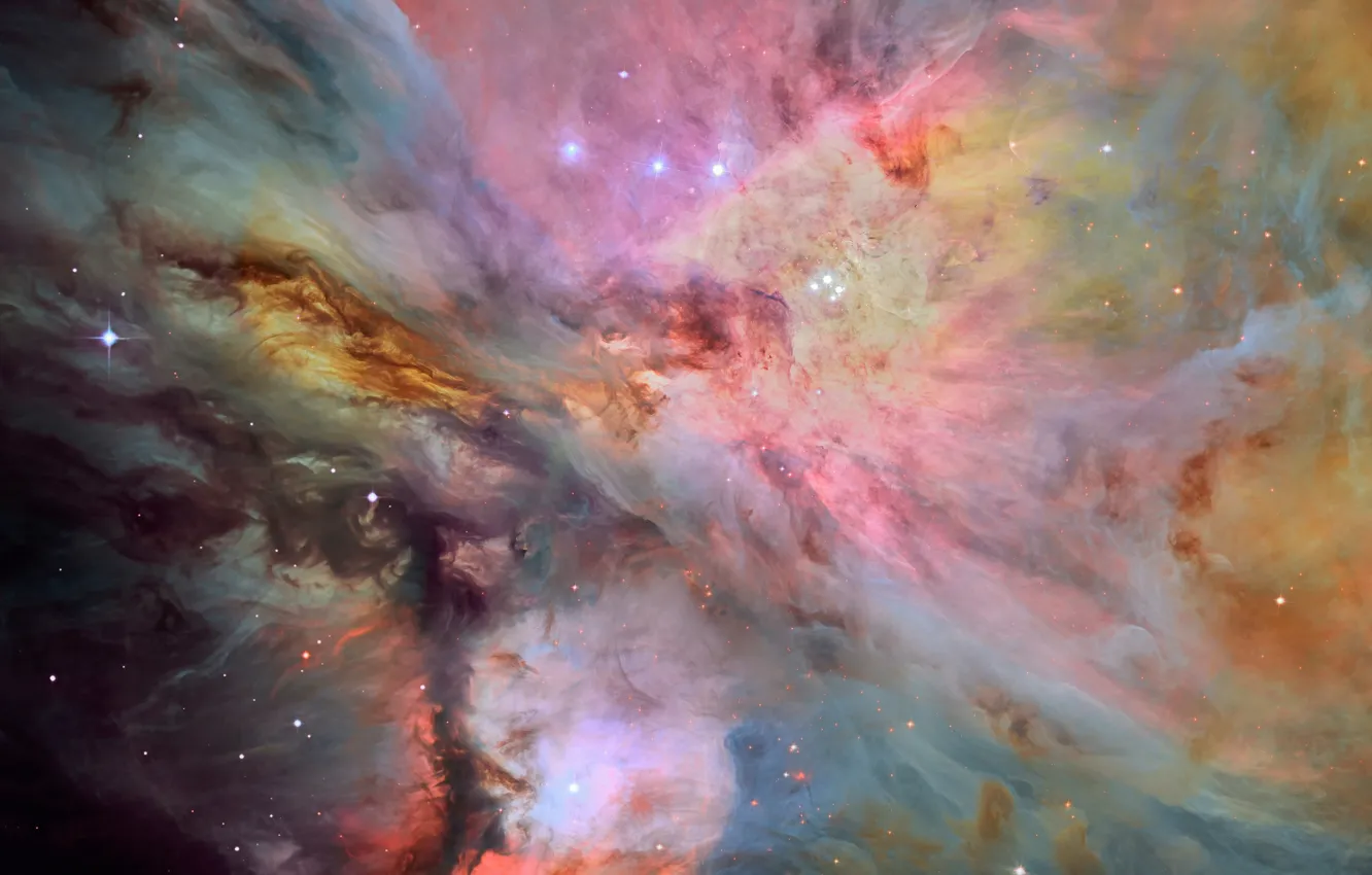 Фото обои космос, звезды, Туманность Ориона, M 42, Мессье 42, светящаяся эмиссионная туманность