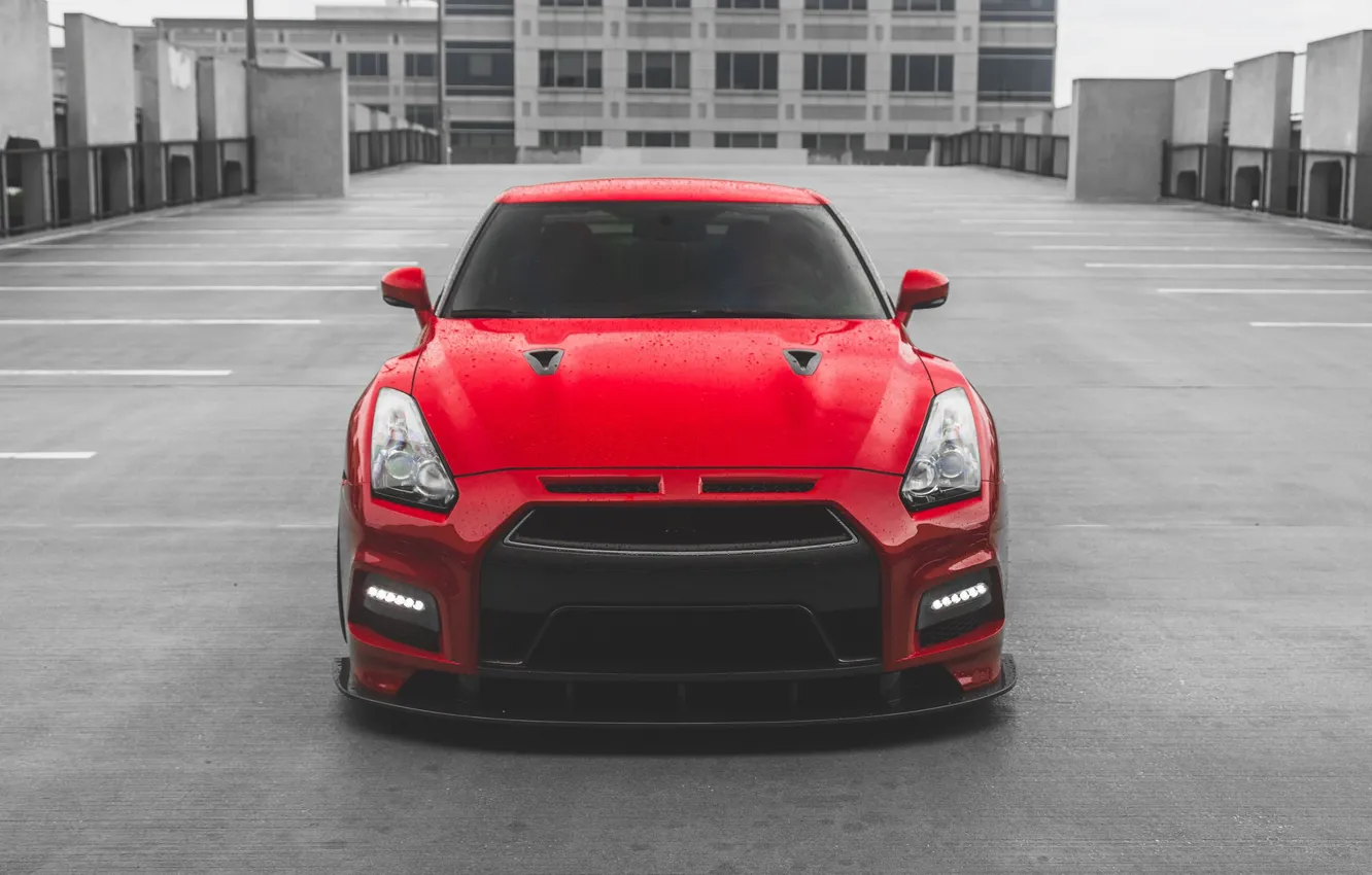 Фото обои GTR, Nissan, Front, R35, RED, Face, Sight