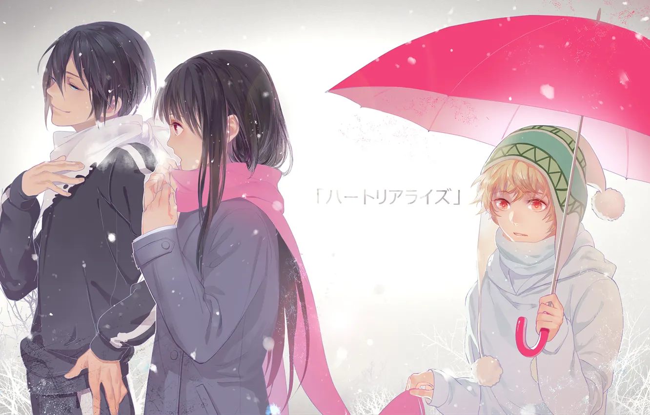 Фото обои девушка, зонтик, Бездомный Бог, Noragami, Ято, Юкине
