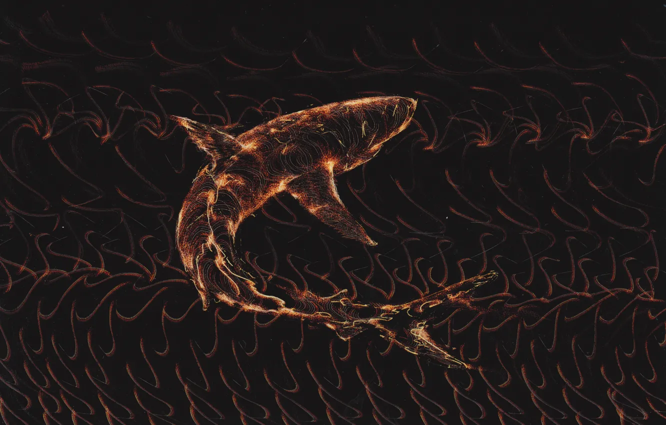 Фото обои волны, акула, Денис Сухоносов, Живое исполнение лезвием на фотобумаге