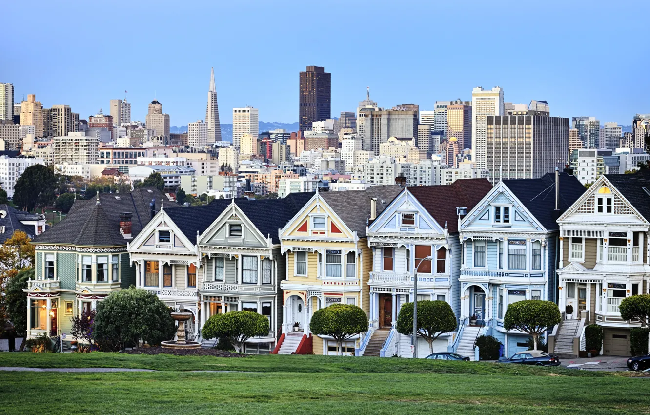 Фото обои город, Сан-Франциско, San Francisco, full house. 