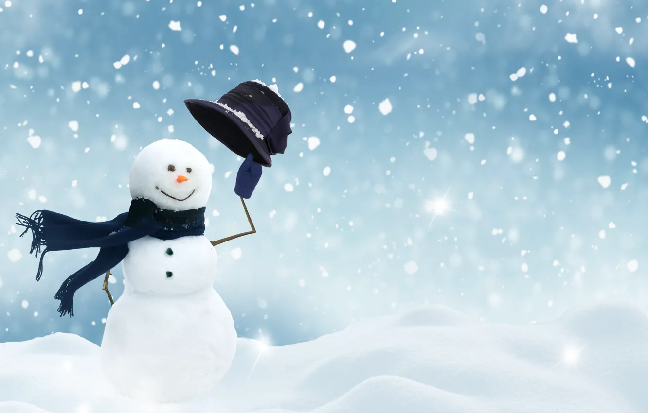 снег, снежинки, Новый Год, Рождество, снеговик, happy, Christmas, winter, s...