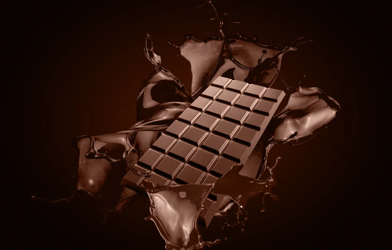 Фото обои брызги, шоколад, всплеск, плитка шоколада