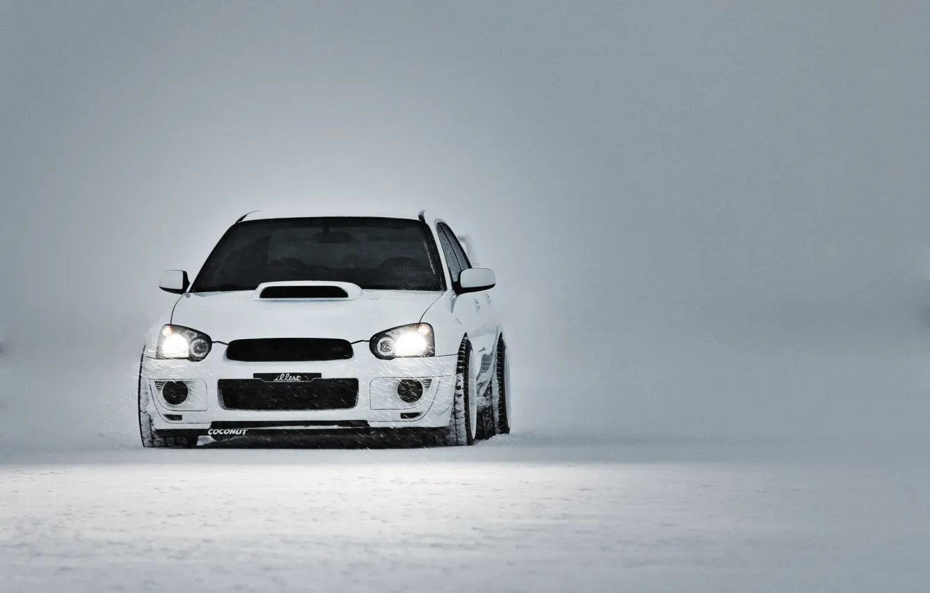 Фото обои Subaru, Impreza, WRX, Winter, STI, White