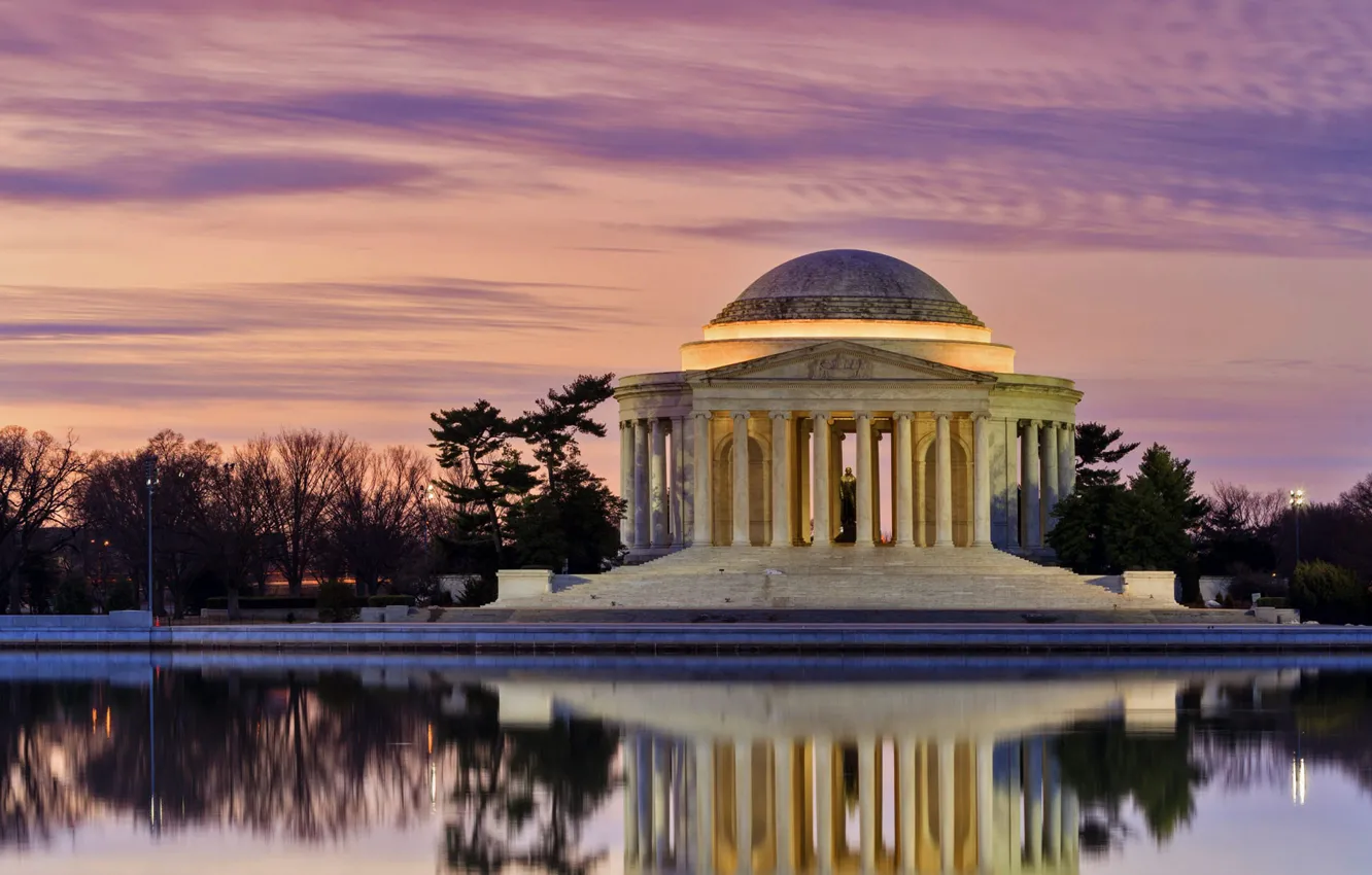 Фото обои Вашингтон, США, Мемориал Джефферсона, Приливной бассейн. 