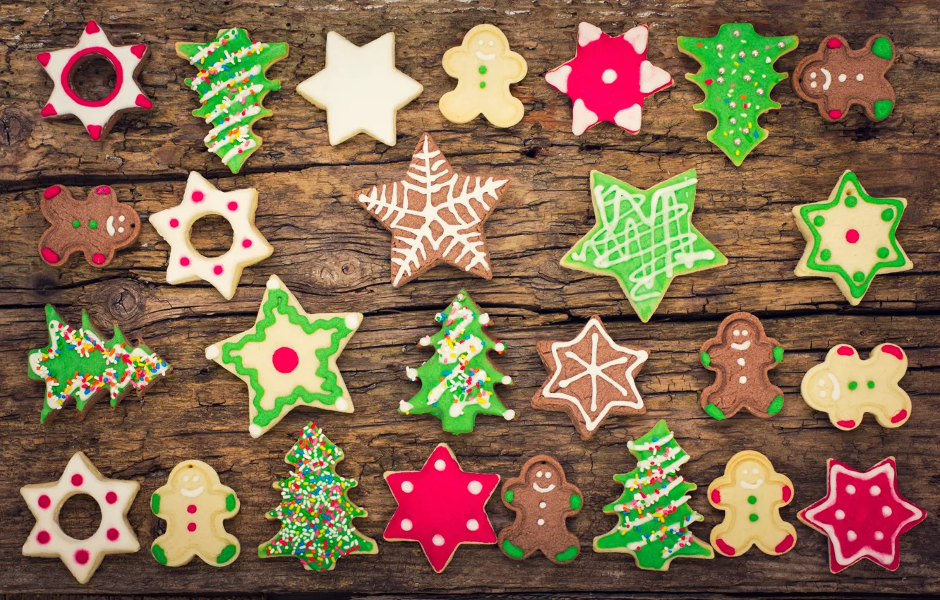 Фото обои Новый Год, печенье, Рождество, wood, Merry Christmas, Xmas, глазурь, cookies, decoration, пряники, gingerbread