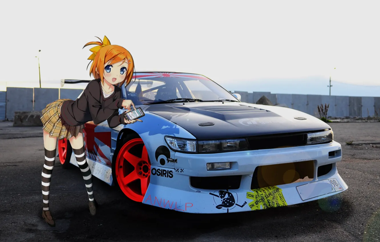 Фото обои car, машина, девушка, аниме, jdm, anime, madskillz