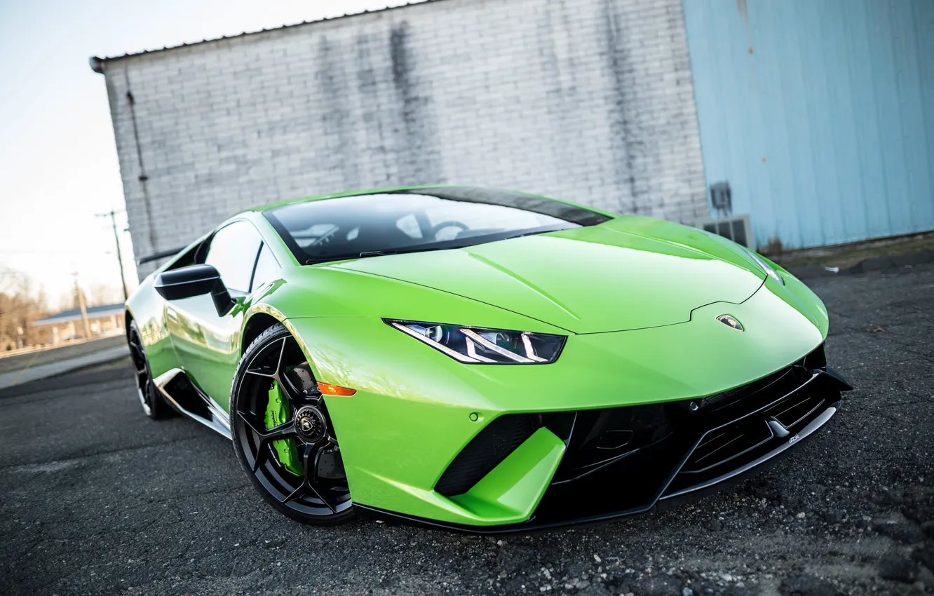 Фото обои Lamborghini, Green, VAG, Huracan, Sight