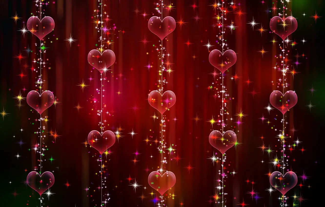 Фото обои красный, фон, сердечки, День святого Валентина