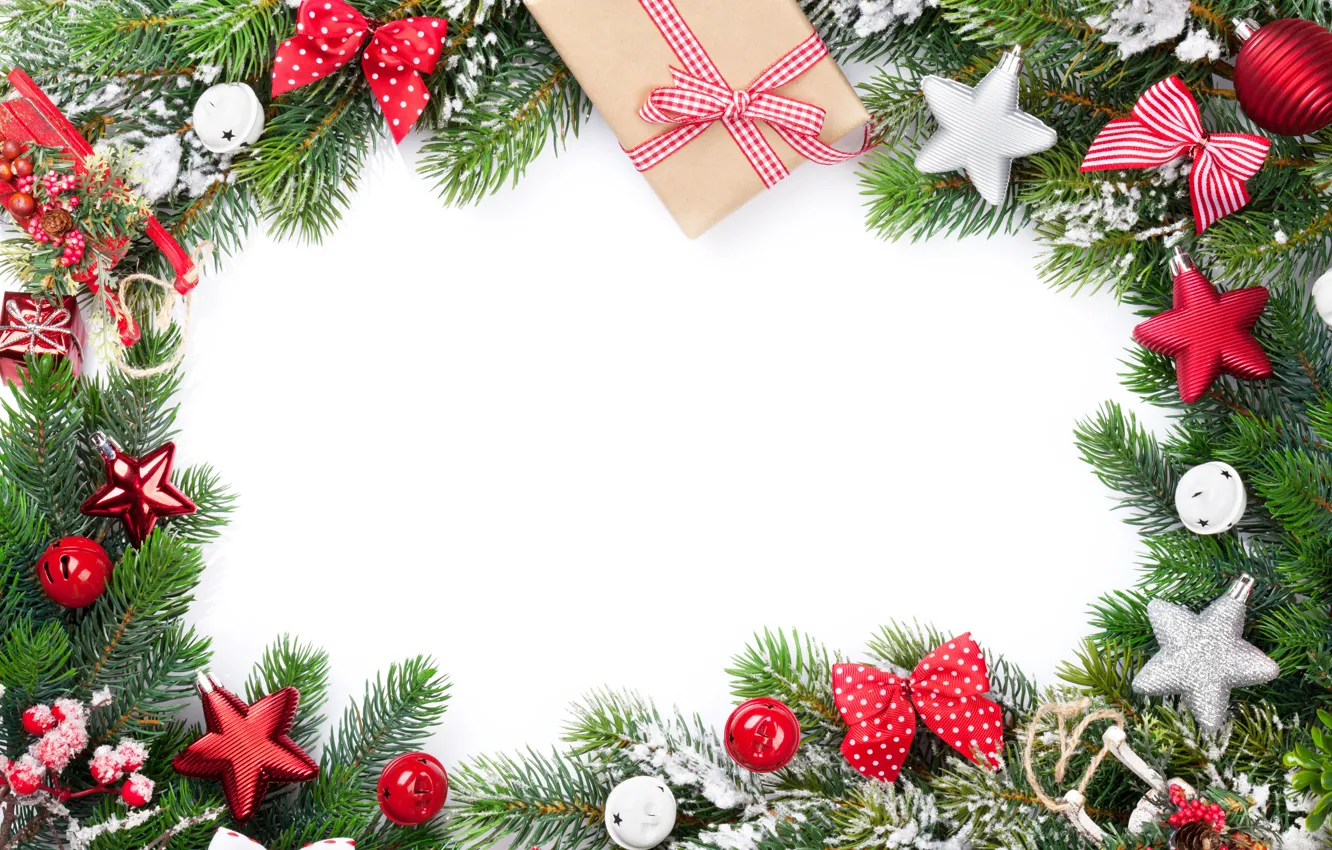 Фото обои украшения, елка, Новый Год, Рождество, happy, Christmas, New Year, Merry Christmas, Xmas, gift, decoration, frame, …