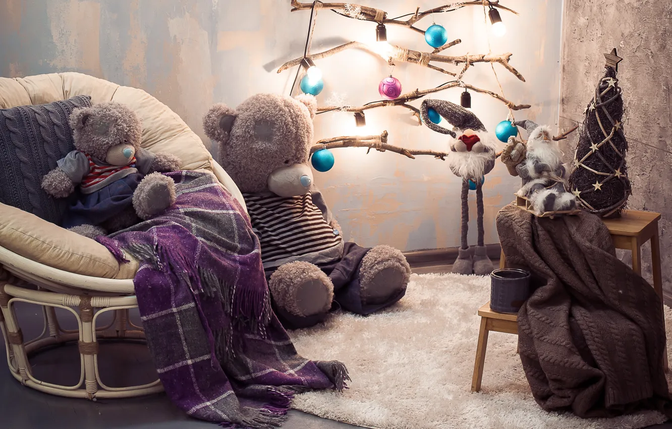 Фото обои украшения, елка, Новый Год, Рождество, мишка, подарки, happy, Christmas, New Year, Merry Christmas, gift, teddy …