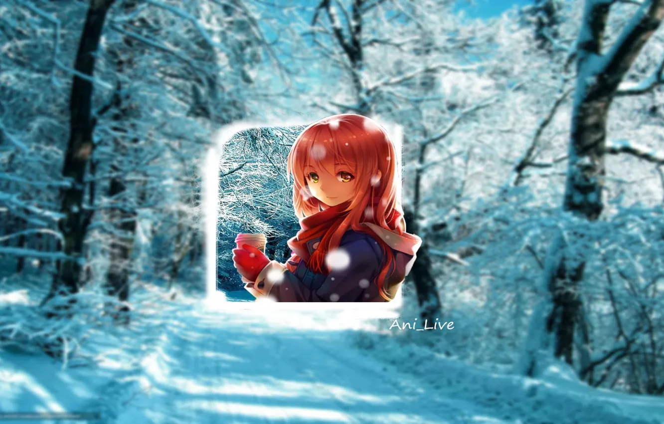 Фото обои girl, Winter, snow