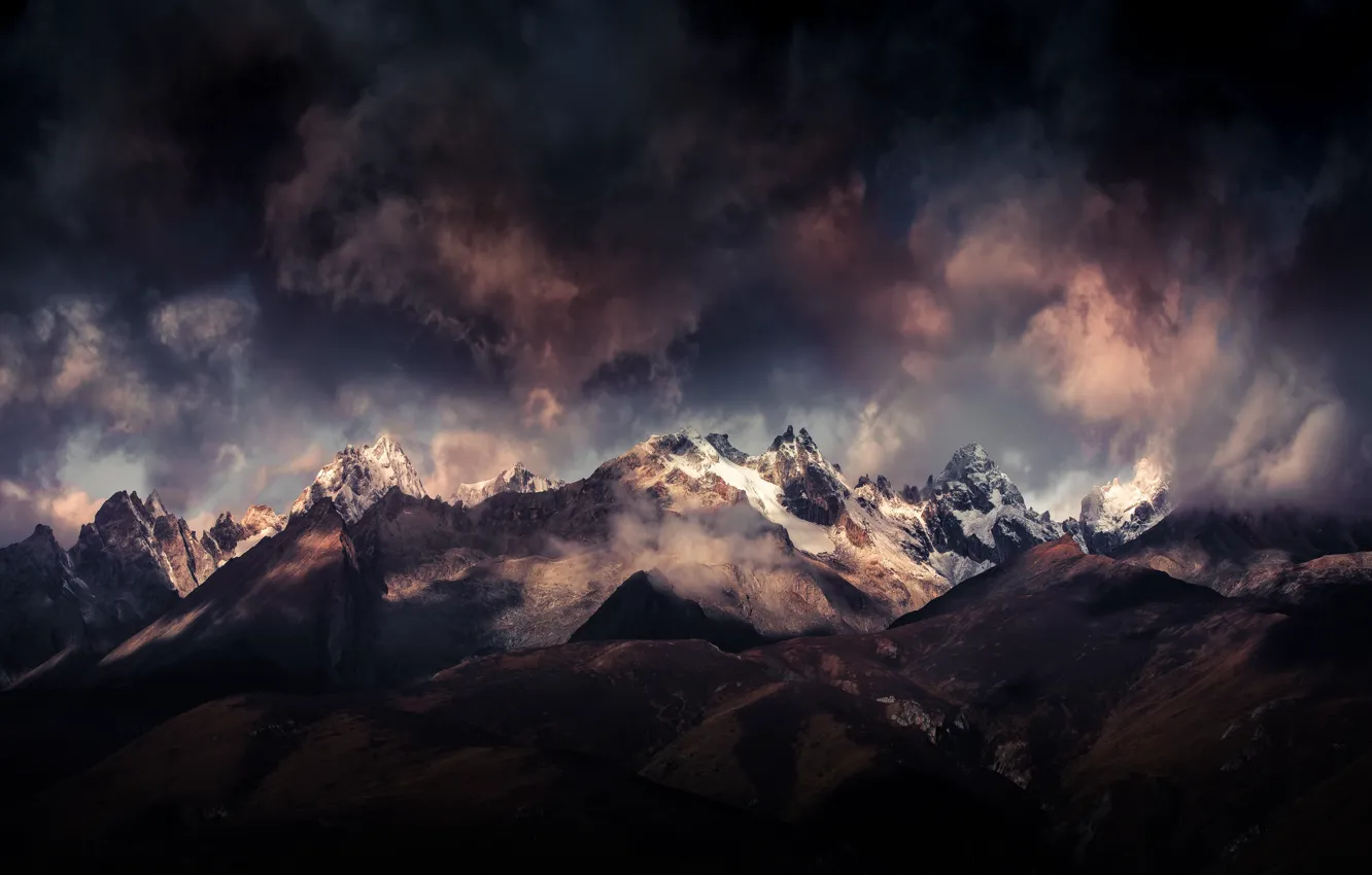 Фото обои облака, горы, тучи, Тибет