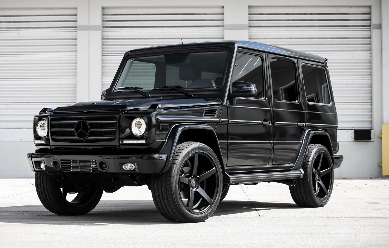 Фото обои Mercedes, black, complete, exterior, wrap, gloss, G550