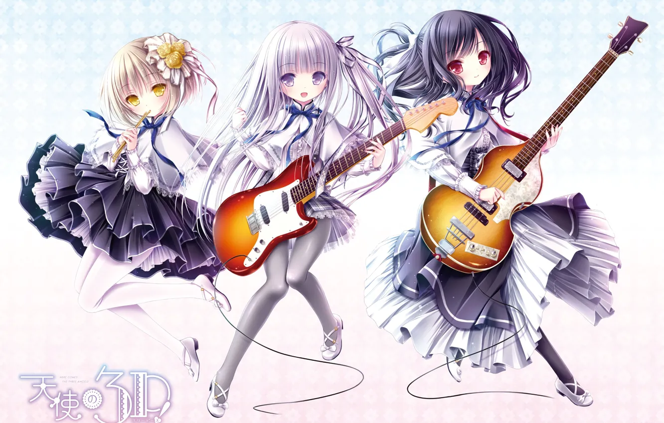Фото обои девочки, гитары, трио
