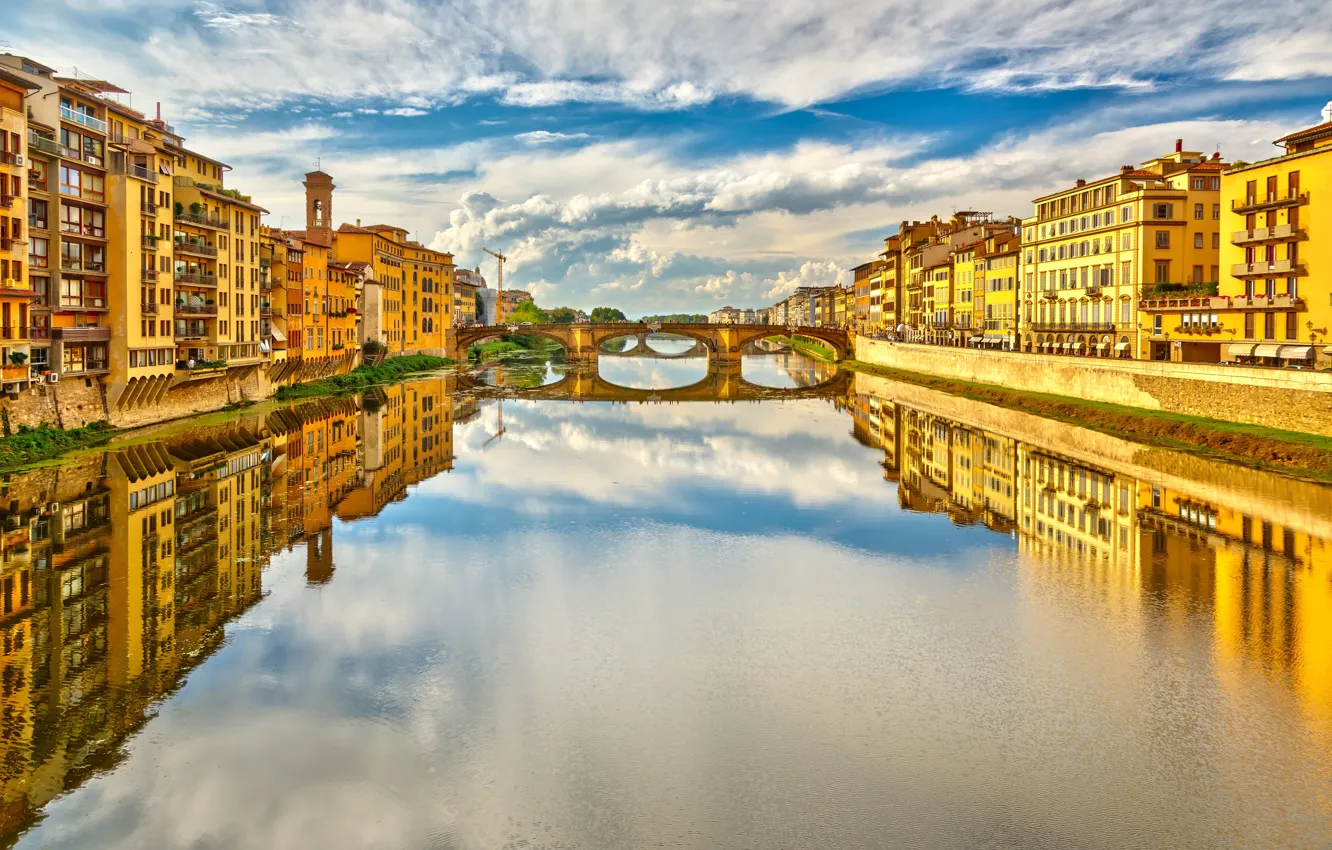 Фото обои city, город, Италия, Флоренция, river, Italy, bridge, panorama, Europe, view, Florence, cityscape, travel, Ponte Vecchio, …