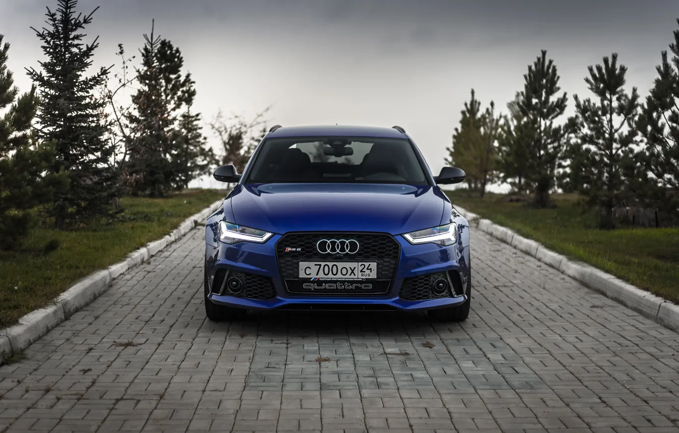 Фото обои Audi, Russia, Blue, Front, Avant, RS6, VAG