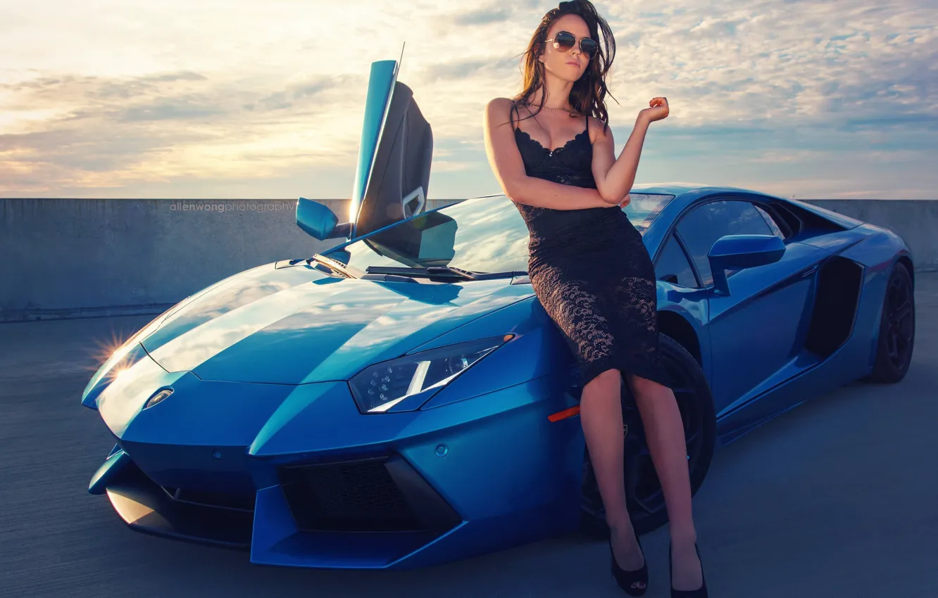Фото обои девушка, Lamborghini, суперкар, красотка