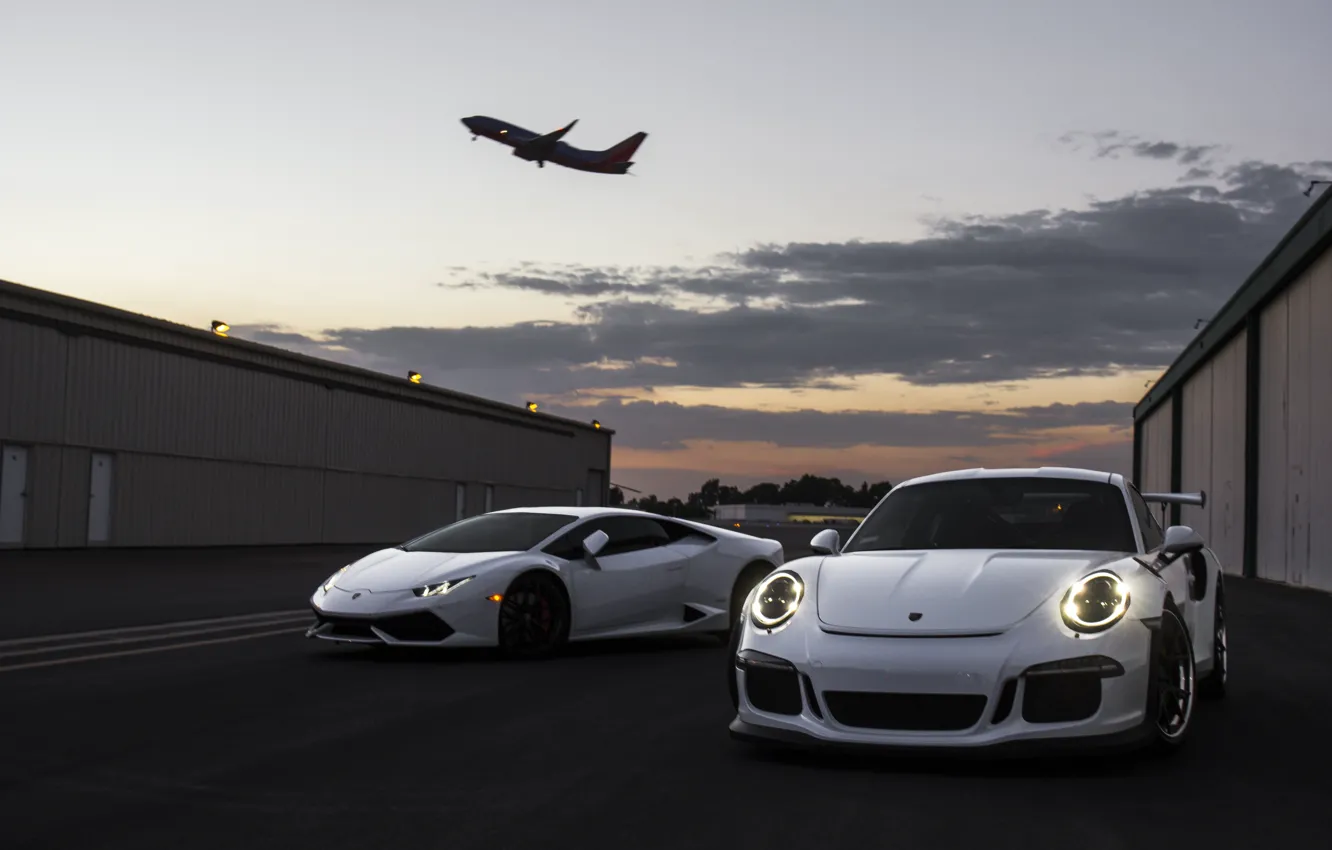 Фото обои Lamborghini, Porsche, 911 GT3, Huracan