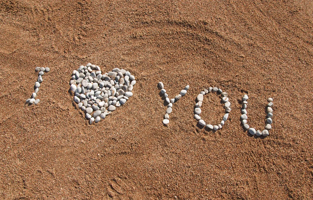 Фото обои песок, пляж, лето, галька, камни, summer, love, beach, I love you, romantic, sand, pebbles