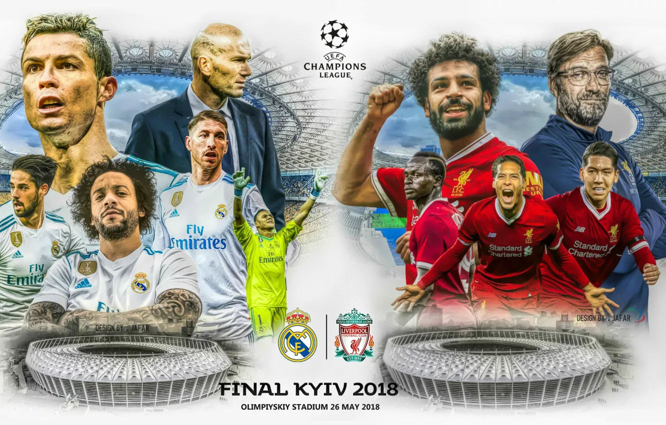 Фото обои футбол, плакат, 2018, Киев, Ливерпуль, Лига Чемпионов, Реал Мадрид, Финал