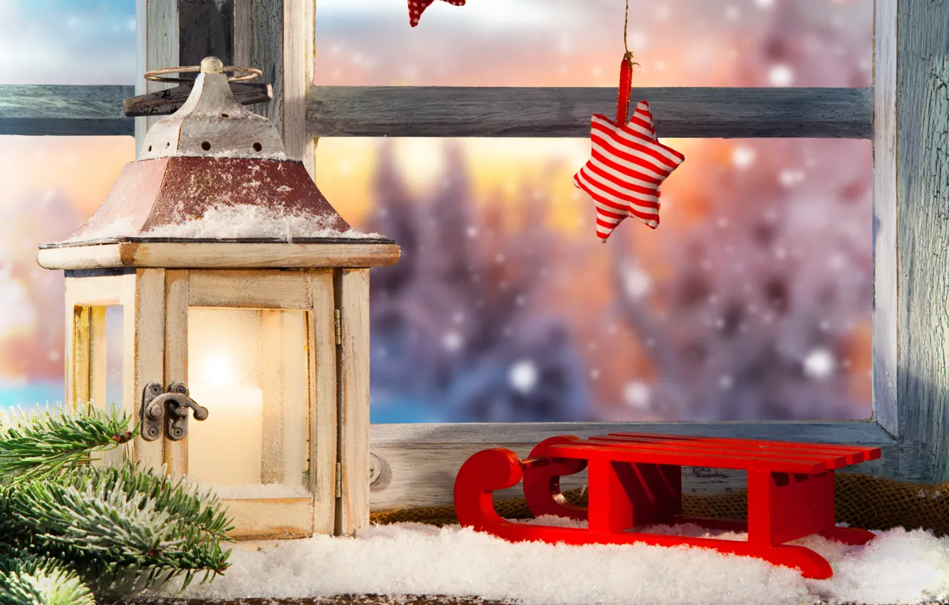 Фото обои зима, снег, украшения, Новый Год, окно, Рождество, подарки, Christmas, winter, snow, window, Merry Christmas, Xmas, …