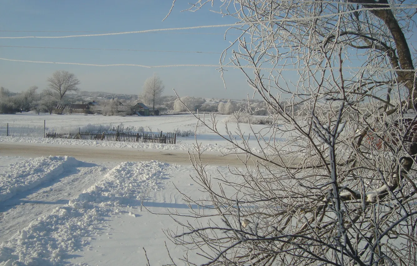 Фото обои зима, вид из окна, мороз и солнце, зимушка