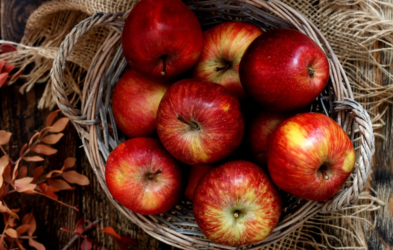 Фото обои корзина, яблоки, плоды