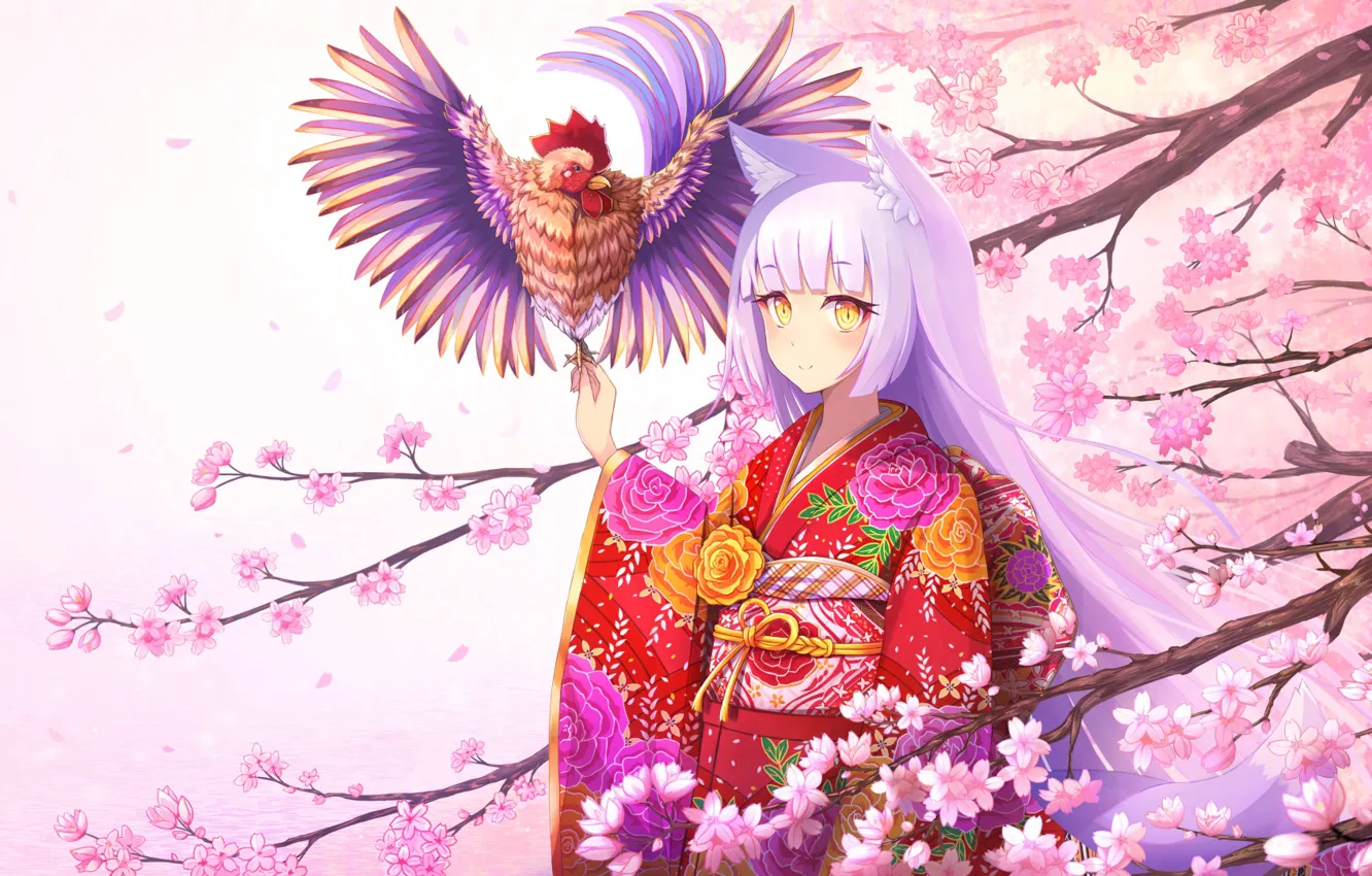 [GAIDEN] - A menina, a cesta e a loba Art-rizihike-devushka-kimono-petukh-anime-ushki-sakura-tsvet