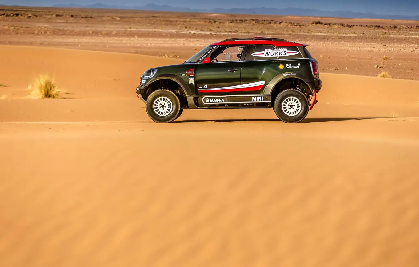 Фото обои Песок, Mini, Спорт, Пустыня, Rally, Dakar, Дакар, Внедорожник, Ралли, X-Raid Team, MINI Cooper, X-Raid, X …