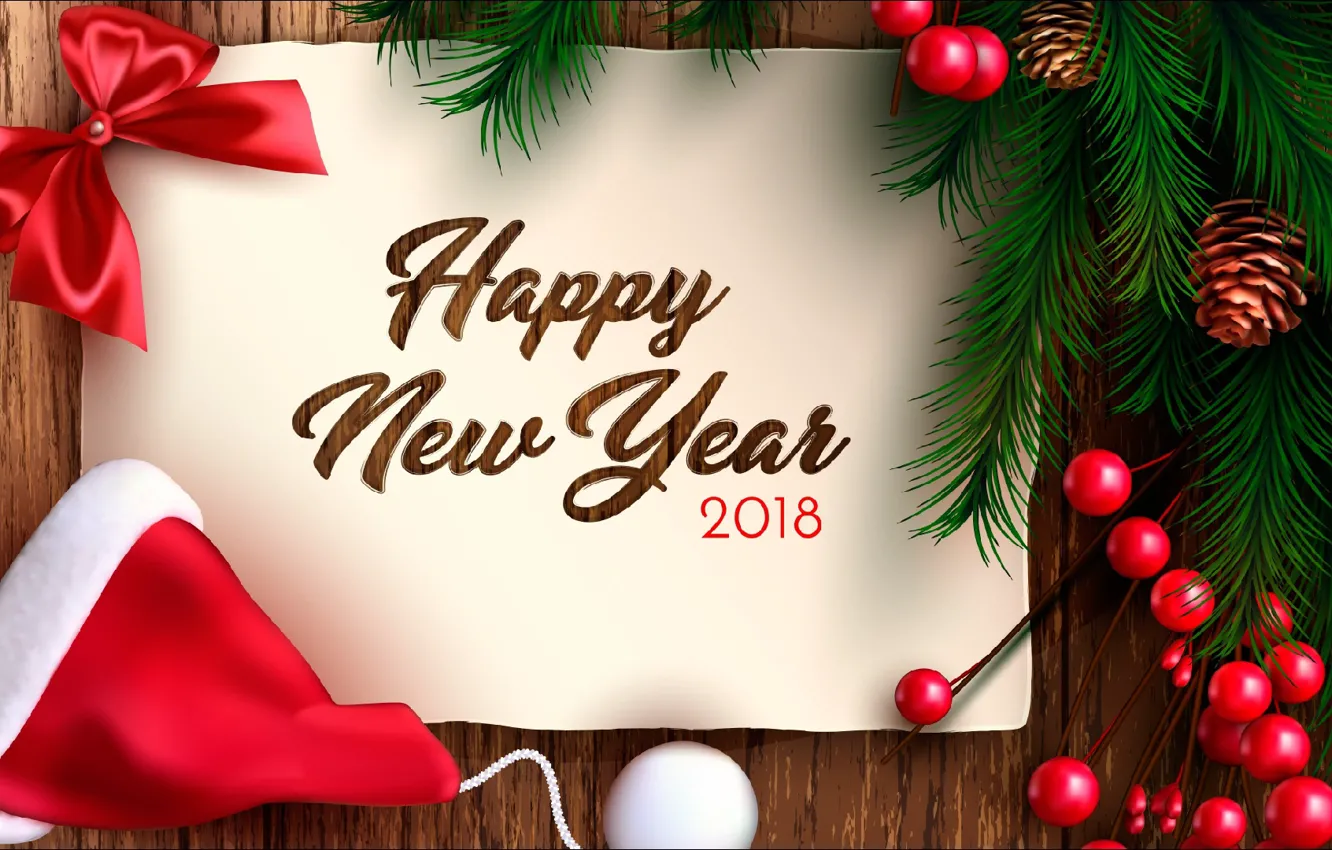 Фото обои Новый год, 2018, greeting card