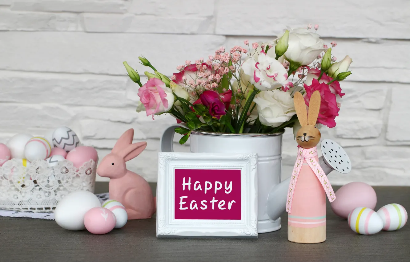 Фото обои цветы, Пасха, happy, flowers, spring, Easter, eggs, decoration, я...