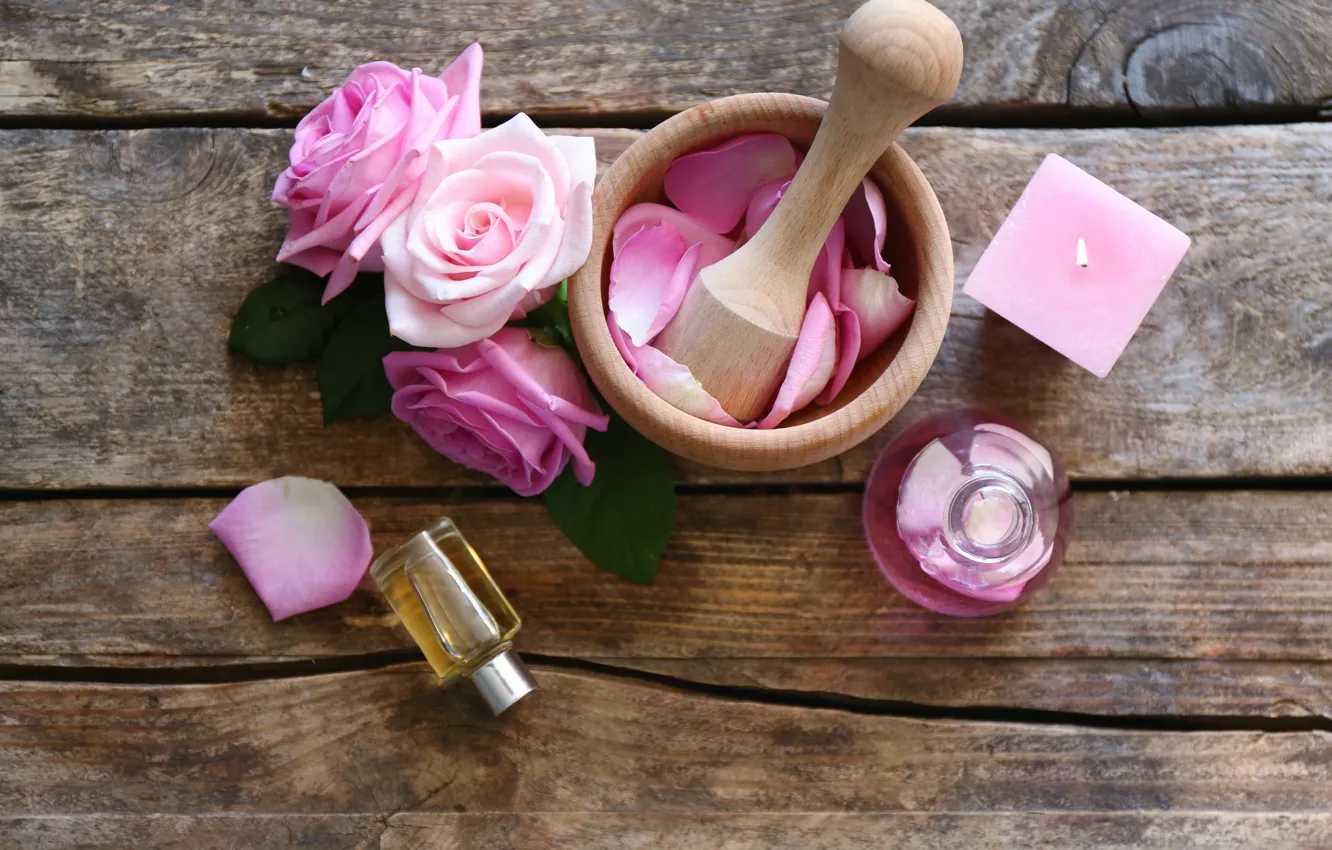 Фото обои лепестки, rose, wood, pink, petals, розовые розы, spa, oil