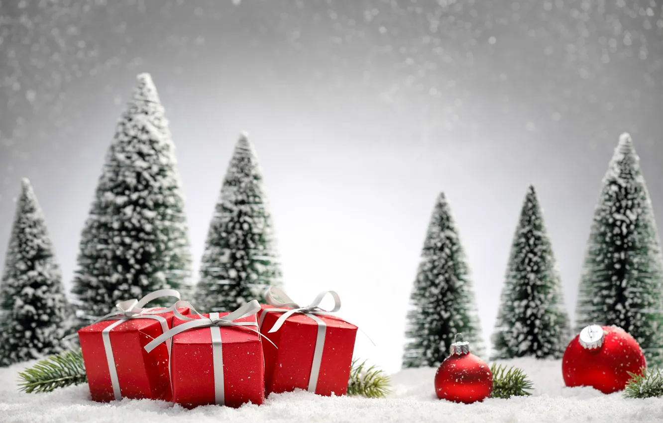 Фото обои снег, елка, Рождество, подарки, Новый год, Christmas, Photos, vectors