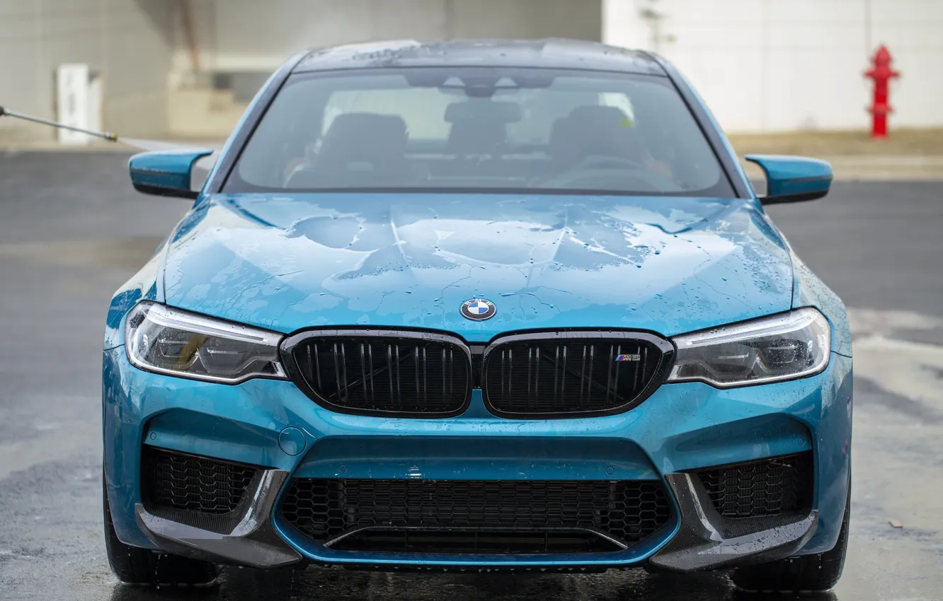 Фото обои BMW, Blue, Front, Face, F90