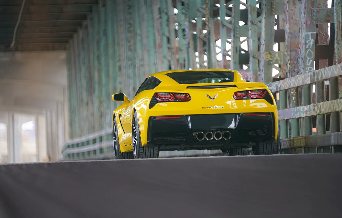 Фото обои желтый, дизайн, вид сзади, Corvette Chevrolet