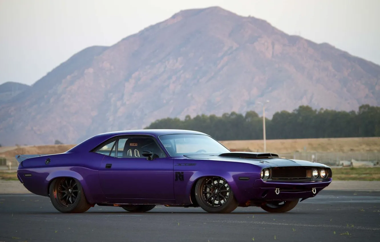 Фото обои Dodge Challenger, muscle car, 1970, custom, purple