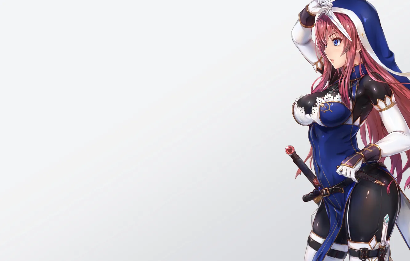 Фото обои девушка, оружие, меч, аниме, арт, капюшон, tori, puru0083