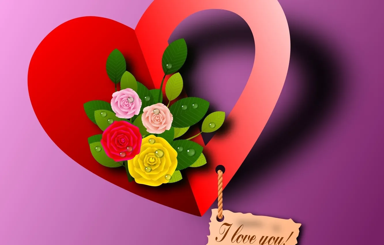 Фото обои цветы, сердечко, день святого Валентина