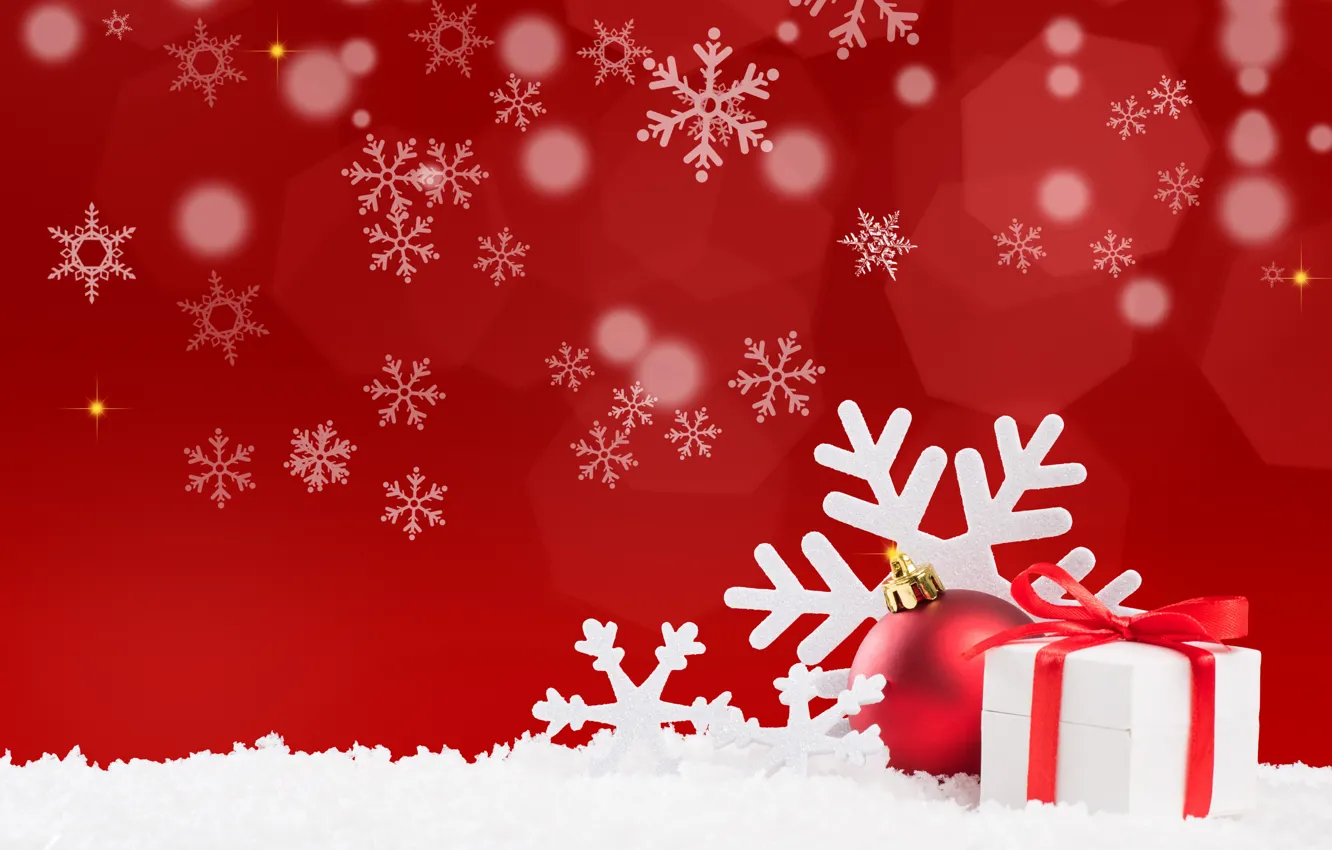 Фото обои шар, Рождество, подарки, Новый год, Christmas, снежинка, Photos, vectors