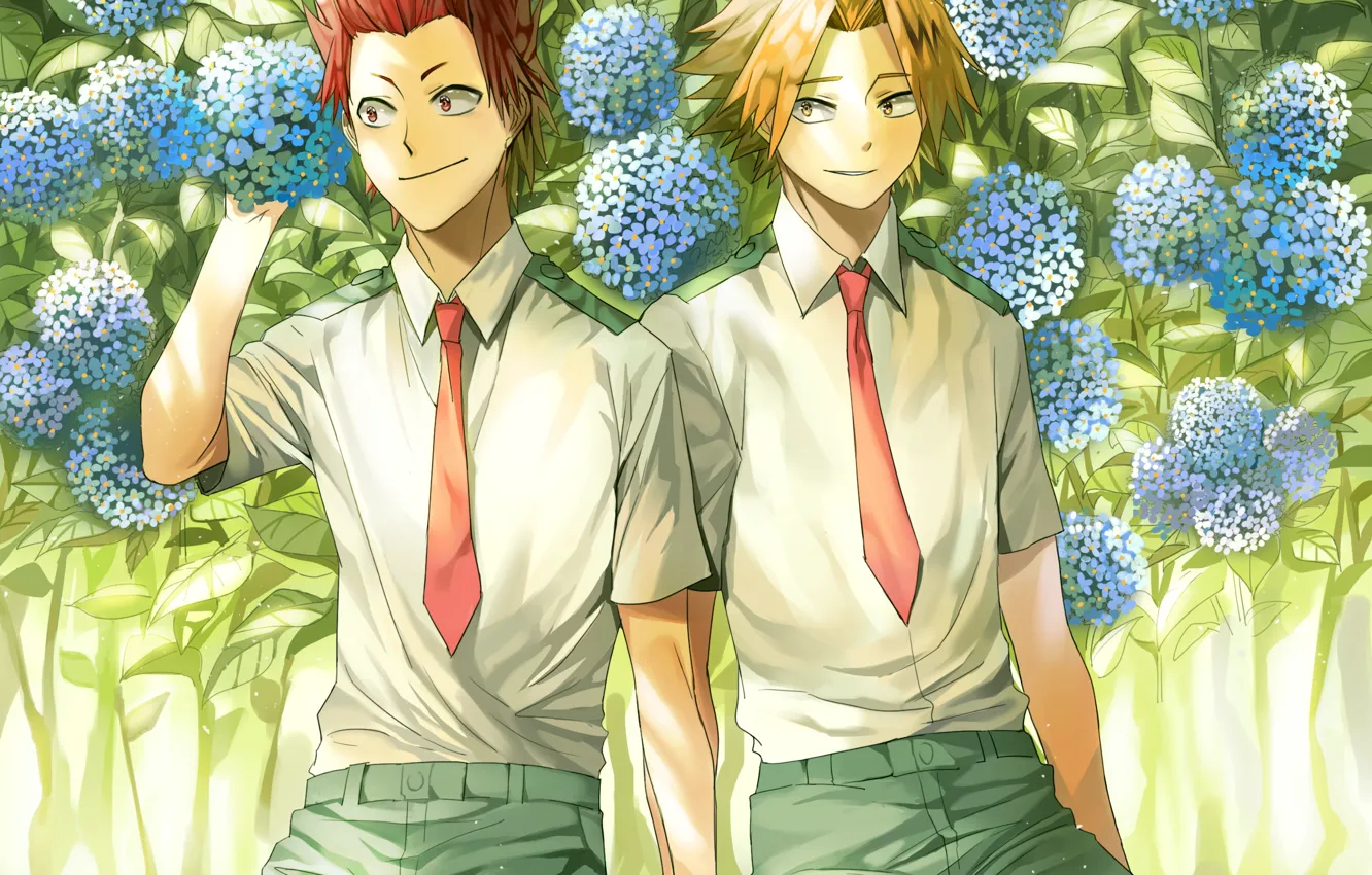 Фото обои цветы, аниме, парни, Boku No Hero Academia, Моя геройская акадеимя