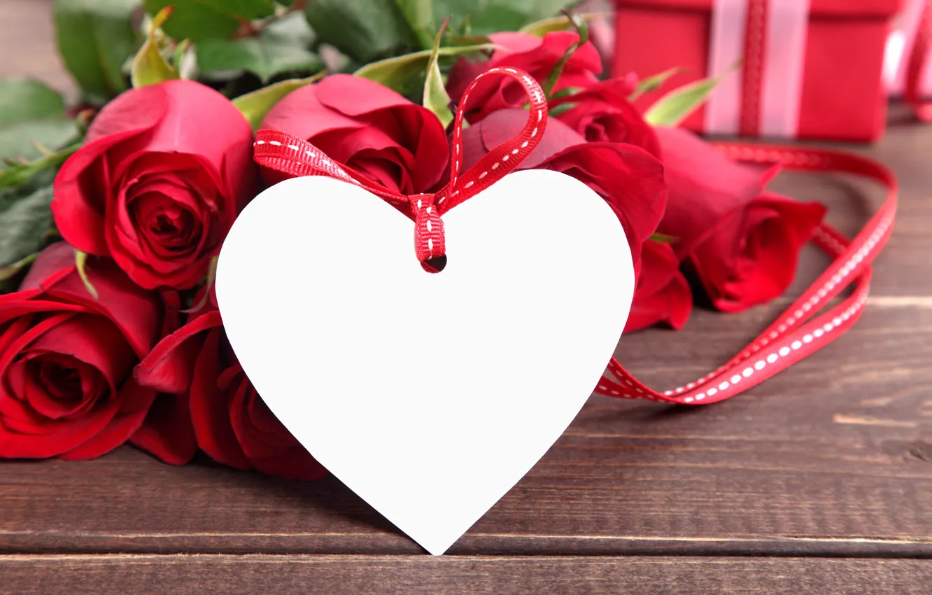 Фото обои red, love, heart, romantic, gift, roses, красные розы, valentine&...